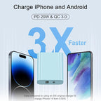 USB C Charger Block Charging Block Type C Charge 20W Wall Chargers 4 Pack for iPhone 16/16 Plus/16 Pro/16 Pro Max/iPhone 15/15 Pro/15 Pro Max/14/13/12 Pro/Samsung//Android(Blue)