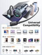 JOYROOM 175W Car Charger USB C Fast Charge [GaN] 3-Port Car Cigarette Lighter Adapter with USBC Cable, Super Fast Car Charger USB C for iPhone 17/16/15 Series, Galaxy S26/25, Laptop, Tablet and More