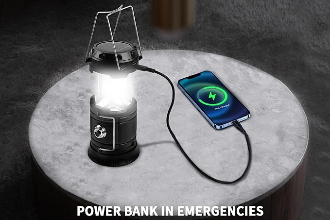 KunHe 24-Pack 1800mAh Collapsible Portable LED Camping Lantern Lightweight Waterproof USB Rechargeable LED Flashlight Kits for Indoor Outdoor Home Emergency Light Power Hiking