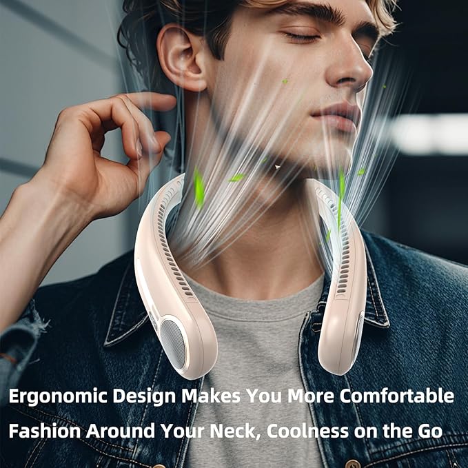 Portable Neck Fan,Hands Free Personal Wearable Bladeless Fan,6000mAh USB Rechargeable,360° Cooling,LED Display,4-Speeds,Birthday Gifts for Men Women Dad Mom,Outdoor Indoor Travel Camping (Brown)