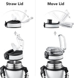 GOSWAG Insulated Sports Water Bottle, 24oz 2 Lids(with Straw/No Straw), Stainless Steel Water Bottles with Paracord Handle, Insulated Bottle with Double-Wall Vacuum Insulation