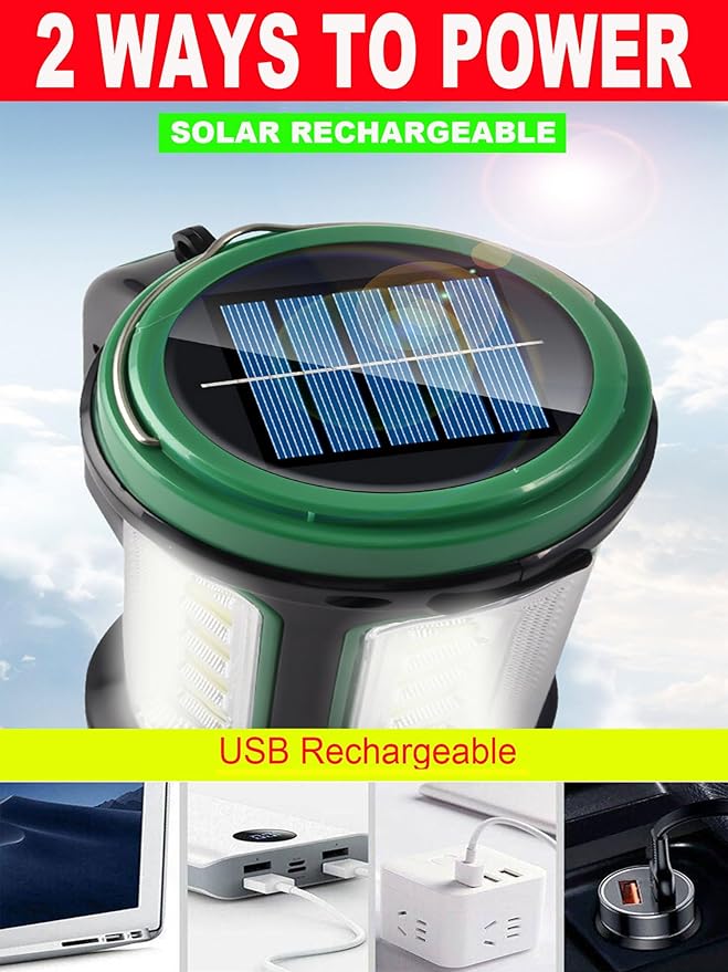 Solar Rechargeable LED Searchlight Spotlights, Super Bright 10000LM Handheld Spotlight Lantern, Multifunctional LED Lamp Camping Work Light, 6 Light Modes, IPX4 Waterproof