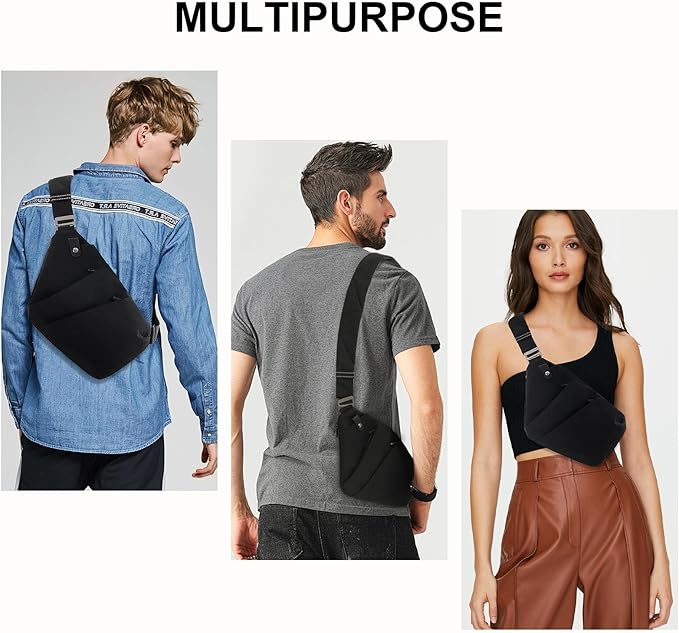 Anti Theft Crossbody Bags Sling Bag for Women Men Waterproof Wander Bag for Sports and Travel. (1.0Black, Small)