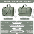 Travel Duffel Bag for Women, Carry-on Overnight Weekender Bags with Wet Pocket & Toiletry Bag, For Spirit Airlines 18x14x8 Personal Item Bag,Small,Olive Green