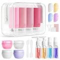 Muslish 21 Pack Travel Bottles for Toiletries, Leak-Proof TSA Compliant Silicone Travel Size Containers for Shampoo and Conditioner, BPA Free with Toiletry Bag (Pink)