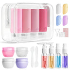 Muslish 21 Pack Travel Bottles for Toiletries, Leak-Proof TSA Compliant Silicone Travel Size Containers for Shampoo and Conditioner, BPA Free with Toiletry Bag (Pink)