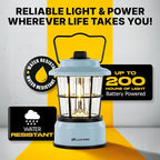 LUXPRO Retro LED Lantern - Battery-Powered Emergency Lantern - Water Resistant - Bright LED Lamp for Indoor & Outdoor Use - Use for Tents, Hiking or Hurricane Prep (Blue, Pack of 2)