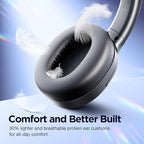 Upgrade Pro‑level Hybrid Active Noise Cancelling Headphones with HD Sound, Wireless Bluetooth Headphones Over The Ear Unequaled Comfort, Vivid Deep Bass, for Home Office Travel Birthday Gift, Black