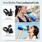 BUZIO Stainless Steel Water Bottle (Cold for 48 Hrs, Hot for 24 Hrs), 32 oz Vacuum Insulated Water Bottle with Straw Lid and Flex Cap (Double Wall, Wide Mouth, BPA Free, Leak Proof), Caribbean Blue