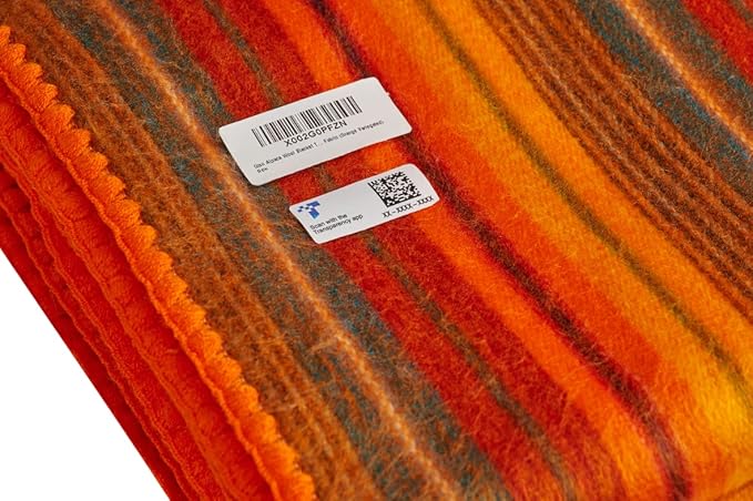 QISU Alpaca Wool Blanket Throw | Large, Beautiful, Warm, Variegated | 85 x 65 inches | Ultra-Soft, Hypoallergenic and Breathable | Non-Itchy or Scratchy Fabric (Orange Variegated)