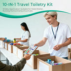 30 Sets Personal Hygiene Kit Bulk,10-IN-1 Green Individually Wrapped Disposable Travel Toothbrushes and Hotel Vanity Set Basic Toiletry Supplies for Homeless,Guests,Charity