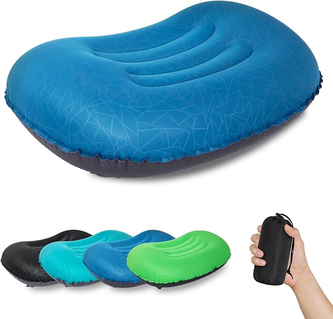 ATEPA Inflatable Camping Pillow, Ultralight Waterproof Travel Pillow with Ergonomic Support & Leak-Proof Air Valve, Compact Portable Pillow for Hiking Backpacking Tent Airplane Beach, Navy