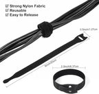 OneLeaf 110PCS Reusable Cable Ties, Adjustable 8-inch Cord Organizer Ties, Multi-purpose Hook Loop Cable Management Wire Ties for Organizing Home, Office, Data Centers, Black