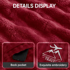 Travel Blanket and Pillow-2-in-1, Ultra-Soft&Compact, One-Piece Airplane Blanket with Hand Luggage Belt and Backpack Clip,Travelers Accessories Gifts, 61x43 Inches（Burgundy）