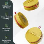 Roam Smart Tracker | Family-Friendly Eco Tracker for Keys, Bags & Kids’ Gear | Works with iOS & Android | Built-in Strap, QR Lost & Found | Replaceable Battery | No Extra App | 1-Pack, Yellow
