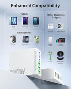 USB C Charger Block Charging Station: 100W 6 Port GaN Fast Charging Brick Hub Cube Box - PD 3.0 Type C & USB A Wall Charger Power Adapter for All iPhone 17 iPad Samsung Android Pixel Series