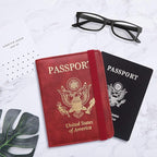 WALNEW Passport Holder for Travel, RFID Passport Cover Wallet for Women Men, PU Leather Passport Book Card Holder Case with Pen, Travelling Essentials for Flying