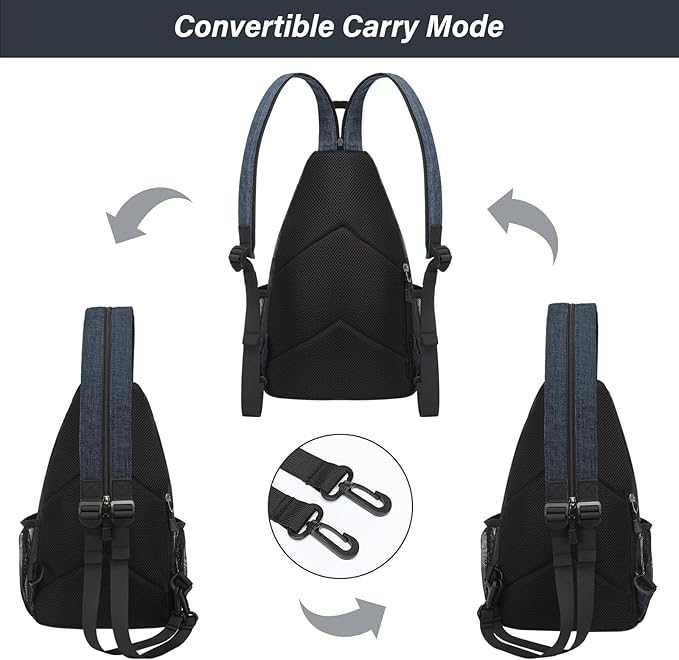 MOSISO Sling Backpack Travel Hiking Daypack, Crossbody Convertible Sling Bag with Front Pocket One Shoulder Chest Bag