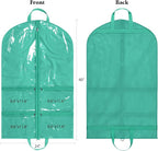 KEEGH CLear Garment Bags for Dance Costumes 40 inch Dance Garment Bags for Dancers Hanging Clothes for Closet Storage, with 4 Zipper Pockets for Dance Competitions, Ballet, Theatre, 2 Pack, Green