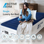 Active Era Luxury Twin Size Air Mattress (Single) - Elevated Inflatable Twin Air Bed, Electric Built-in Pump, Raised Pillow & Structured I-Beam Technology, Height 21" (Inc Pillow)