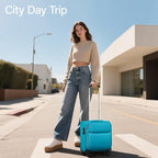 Hanke 16 Inch Underseat Carry On Luggage with Spinner Wheels for Airline, Small Softside TSA Approved Luggage Lightweight Rolling Suitcases Under Seat Travel Carry-On Bag(Caribbean Blue)