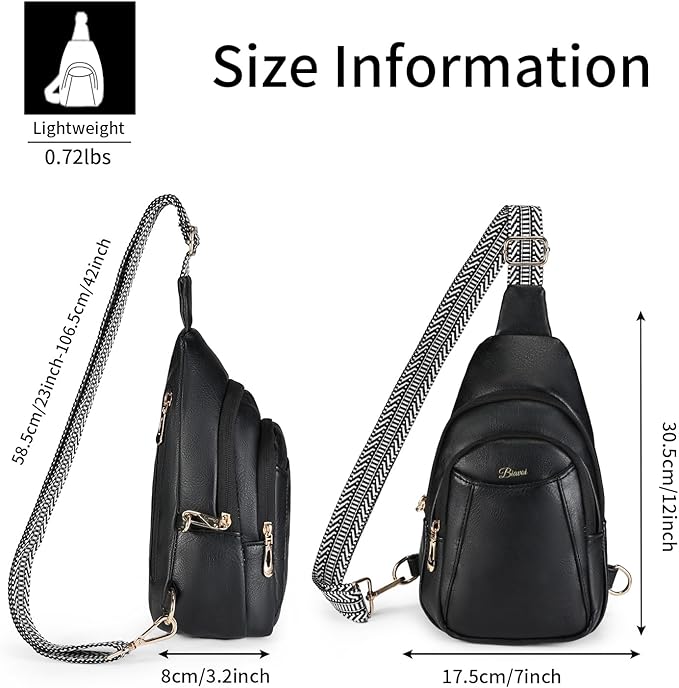 Crossbody Bags for Women Anti Theft Vegan Leather Sling Bag RFID Blocking Chest Bag for Travel