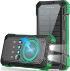 Solar Charger Power Bank 49800mAh Wireless Portable Phone Charger, 22.5W QC3.0 Fast Charging Built in 4 Cables with USB C 6 Outputs & 2 Inputs for Cell Phone