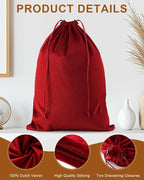 FantasyLife Shoe Bags for Travel, Washable Dust Bags for Storage & Packing, Flannel Shoe Pouch with Drawstring Closure for Purses, Handbags, Shoes & Toys (4, Rio Red, 17.3"x12.6")