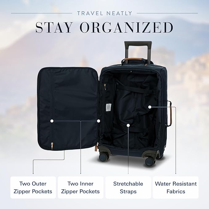Bric's X Travel - Carry-On Luggage Bag with Spinner Wheels - 21 Inch - Luxury Luggage Bag - Navy