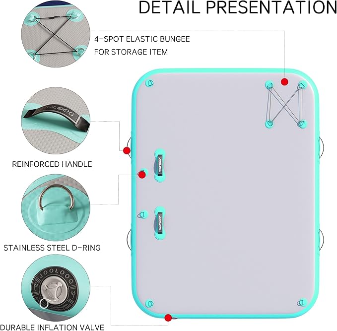 Inflatable Floating Dock Mat,6 inches Thick Inflatable Stable Platform Raft with Storage Bag None-Slip Surface for Lake Beach Pool