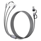 3-in-1 USB C Travel Charging Cable for Apple Watch, iPhone, Lightning Devices, Multi Device Charger Cord for Office, Camping