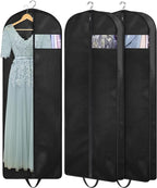 KIMBORA 60" Dress Garment Bags for Hanging Clothes Travel, Gusseted Garment Bags for Closet Storage with Handles for Long Gowns, Coats（3 Packs）