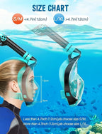 Zenoplige Full Face Snorkel Mask Adults,Dry-Top Snorkeling Gear with Camera Mount,Foldable 180-Degree Panoramic Scuba Mask for Snorkeling Diving Swimming Travel,Snorkel Mask Anti-Fog & Anti-Leak