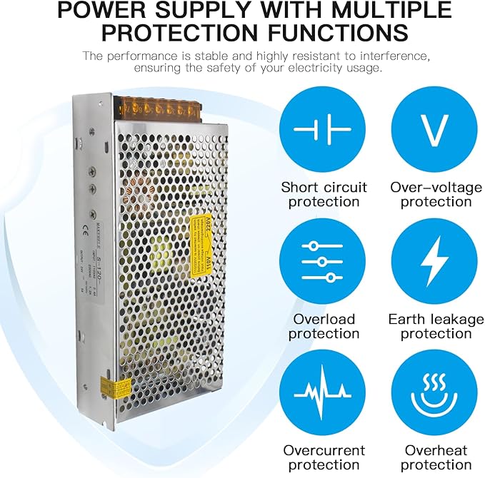 MK-SMPS-S120-24 MAKERELE DC 120W Power Supply Switching Converter, AC 110V-220V to DC 24V Transformer Driver Adapter, Universal Regulated Switching 5A for Strip 3D Printer CCTV Camera Motor Pump