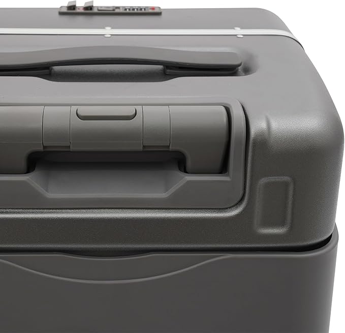 Kids Ride-on Luggage with Foldable Back Rest, 22" Carry On Luggage Travel Trolley Case with Seat for Children, Top Opening Suitcase with Spinner Wheels and Lock (Dark Grey, 22 Inch)