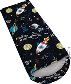 Kids Sleeping Bag for Boys Girls,Rocket Moon Print-Lightweight Warm Portable Outdoor Indoor-Waterproof Cold Weather Resistant Sleeping Bag for Camping Hiking