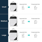 6 Set Compression Packing Cubes for Travel - Compressible, Lightweight, and Space-Saving Packing Cubes, Travel Essentials for Women, Black