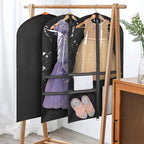 Univivi Dance Costume Bags Garment Bag 40 Inch Hanging Clothes for Dance Competitions, with 3 Medium Clear Zipper Pockets for Dance Costumes, Closet Storage (Black, 2 Pack)