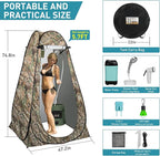 Portable Camping Shower, Pop Up Shower Privacy Tent Kit with LED Lights, 4500mAh Rechargeable Shower Pump, Filtered Shower Head & 7.4 Gallons Foldable Bucket, Outdoor Shower for Hiking Beach, Travel