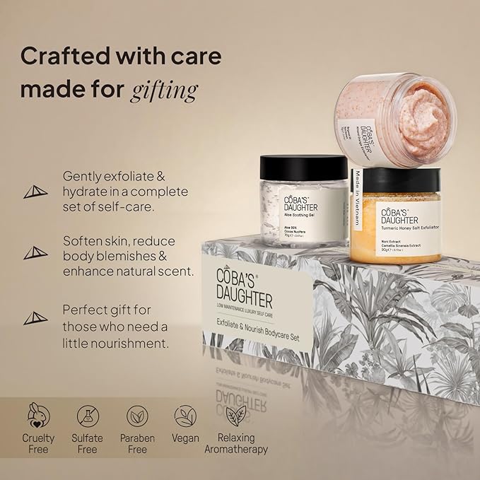 COBA’S DAUGHTER Luxury Spa Gift Set – 7-Piece Bath & Body Set with Rattan Case, Body Wash, Bubble Bath & Scrub – Premium Holiday, Birthday, Mother's Day, Housewarming, Bridal Shower & Self-Care Gift