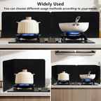 2 Pieces Grease Splatter Guard 2 Sided Foldable Stainless Steel Splatter Guard Oil Splash Guard for Grease Stainless Steel Backsplash for Stove Frying Pan Splatter Guard (Black, 15.7" X 15.7")