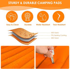 Extra Thick 4.8" Camping Sleeping Pad, Inflatable Sleeping Pad with Pillow, 78"x27", Ultralight Camping Mattress Pad with Built-in Foot Pump for Tent,Hiking,Backpacking & Picnic (Orange)