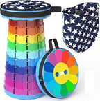 ALEVMOOM Upgraded Portable Collapsible Folding Stool with Cushion Retractable Telescoping Stool for Adults Sturdy Capacity 440lbs Camping Stool for Outdoor Hiking Garden BBQ with Bag