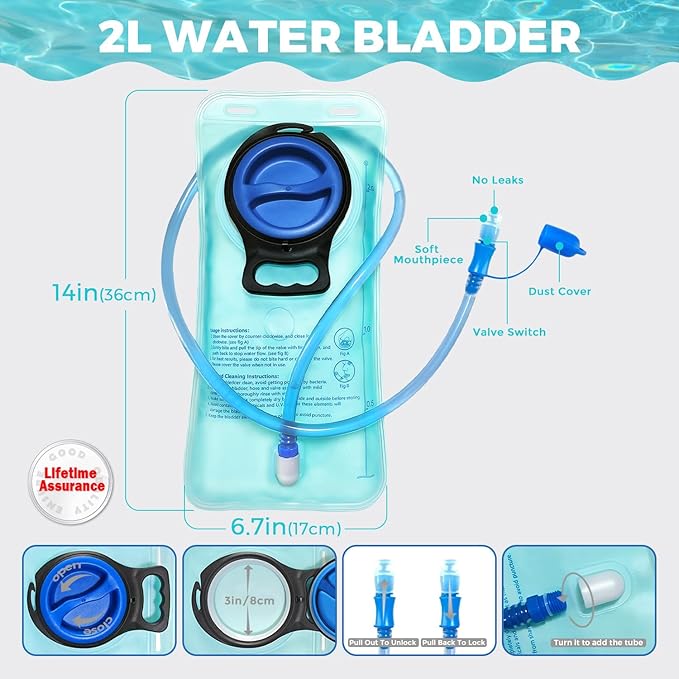 USA Original Patent Running Hydration Vest Backpack, Lightweight Chest Pack with 2.0L Water Bladder Bag Daypack for Hiking Running Cycling Race Marathon for Women Men