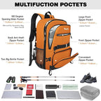 Seektop 40L Hiking Backpack Foldable Daypack for Women Men, Lightweight Travel Backpack Carry on Flight Approved Work Business Leisure Bag (Orange)