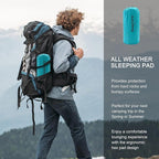 Camping Sleeping Pad, Ultralight Inflatable Mattress with Pillow Built-in Foot Pump for Outdoor Hiking Travel Tent Backpacking Trip Car, Compact Lightweight Camping Mat, Peacock Blue