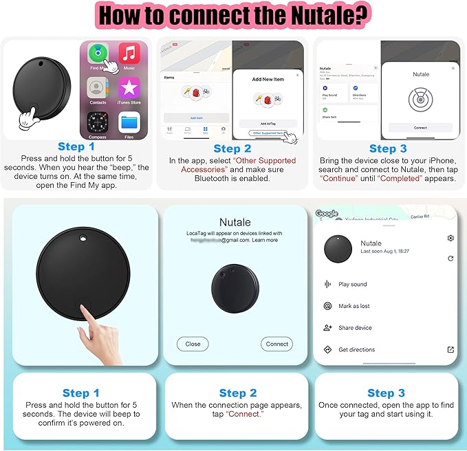 Tracker Smart Tags Android & iOS-2 Packs,Dual System Bluetooth Air Luggag Tracker Keys Finder/Item Locator Work with Apple Find My (iOS)&Google's Find Hub(Android) for Key,Backpack,Luggage Black