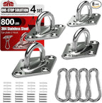 sprookber 304 Stainless Steel Pad Eye Snap Hooks, M6 Heavy Duty Ceiling Hooks, 800 lb Capacity Hammock Swing Hanging kit, Plant Hangers, Marine Hardware Staple Hook Loop with Screws, Set of 8