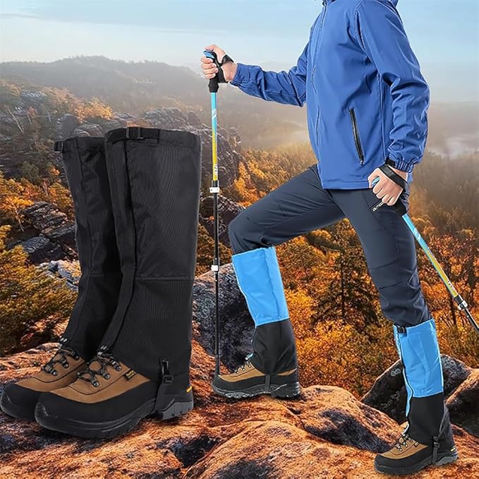 Leg Gaiters for Hiking Boots,900D Waterproof Hunting Hiking Gaiters Adjustable Snow Boot Gaiters for Climbing, Dirt-Proof Ripstop Shoe Gaiters for Men Women