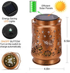 2 Pack Butterfly Solar Lanterns Outdoor Waterproof Rose Garden Decor Gifts for Women Mom Grandma Hanging Solar Lights Metal Lantern Decoration Outside for Yard,Patio,Backyard,Porch